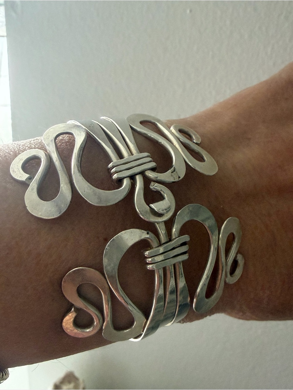 Double Fork Silver Plated Sculptural Cuff Bracelet - 7” - Picture 9 of 13